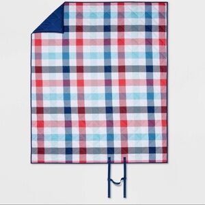 NWT sun squad checkered printed plaid picnic blanket 72”x60” 2-4 people